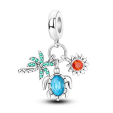 Срібна намистина-підвіска Черепаха, пальма, сонце
